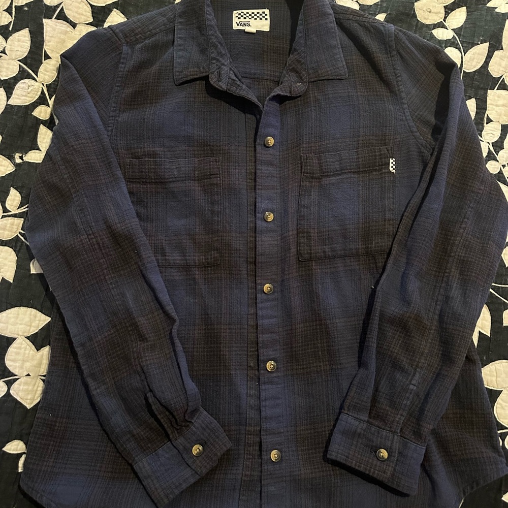 Vans Women’s Navy Checkered Button Down Shirt
